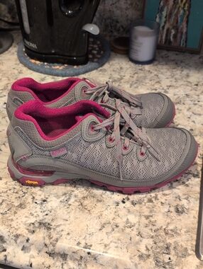 Ahnu Grey and Pink Women's Trail Sneakers